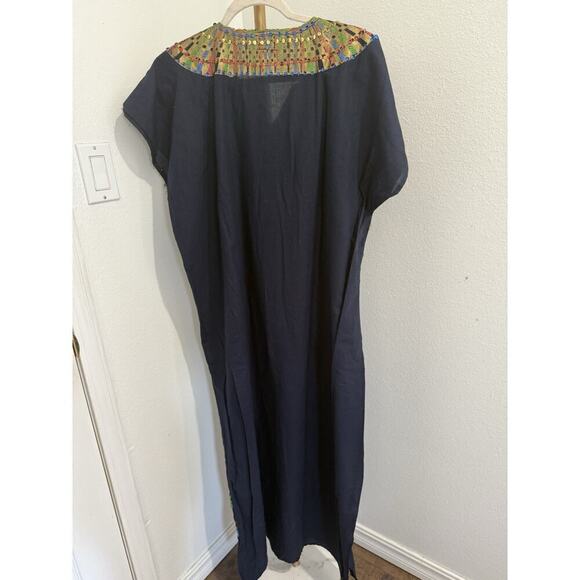 Horus Vintage Egyptian kaftan Robe, Black/ Gold Nefertiti/ Tutankhamun Design 4 - Picture 8 of 10